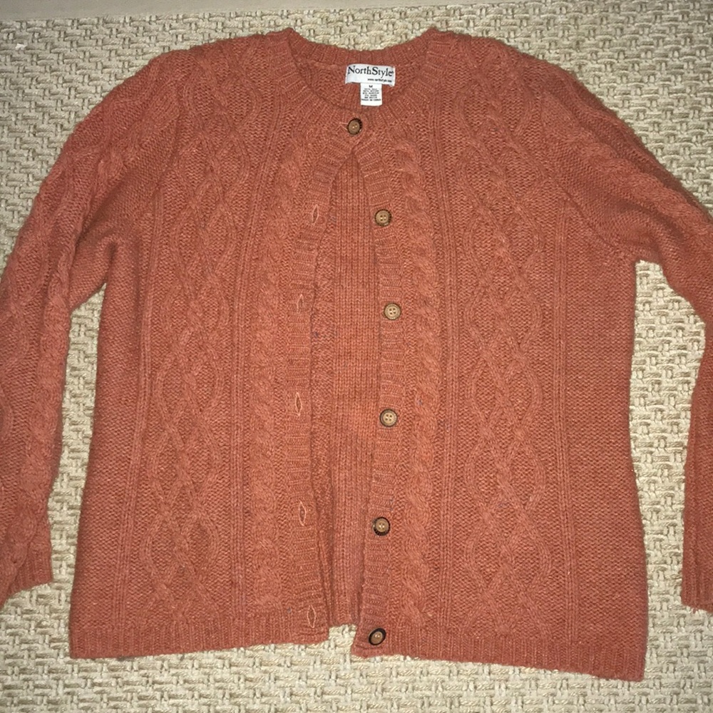 Orange button up sweater